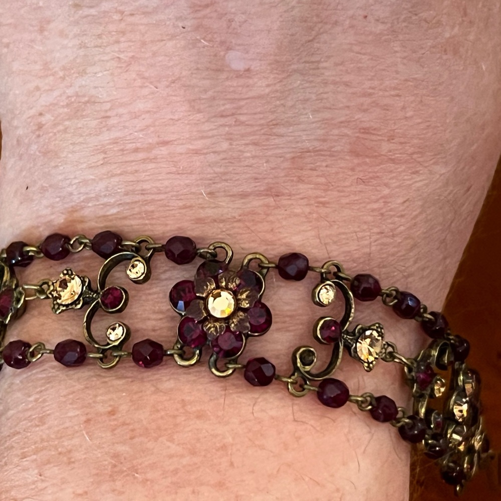 Vintage Michael Negrin Signed Beaded Victorian Lace Bracelet